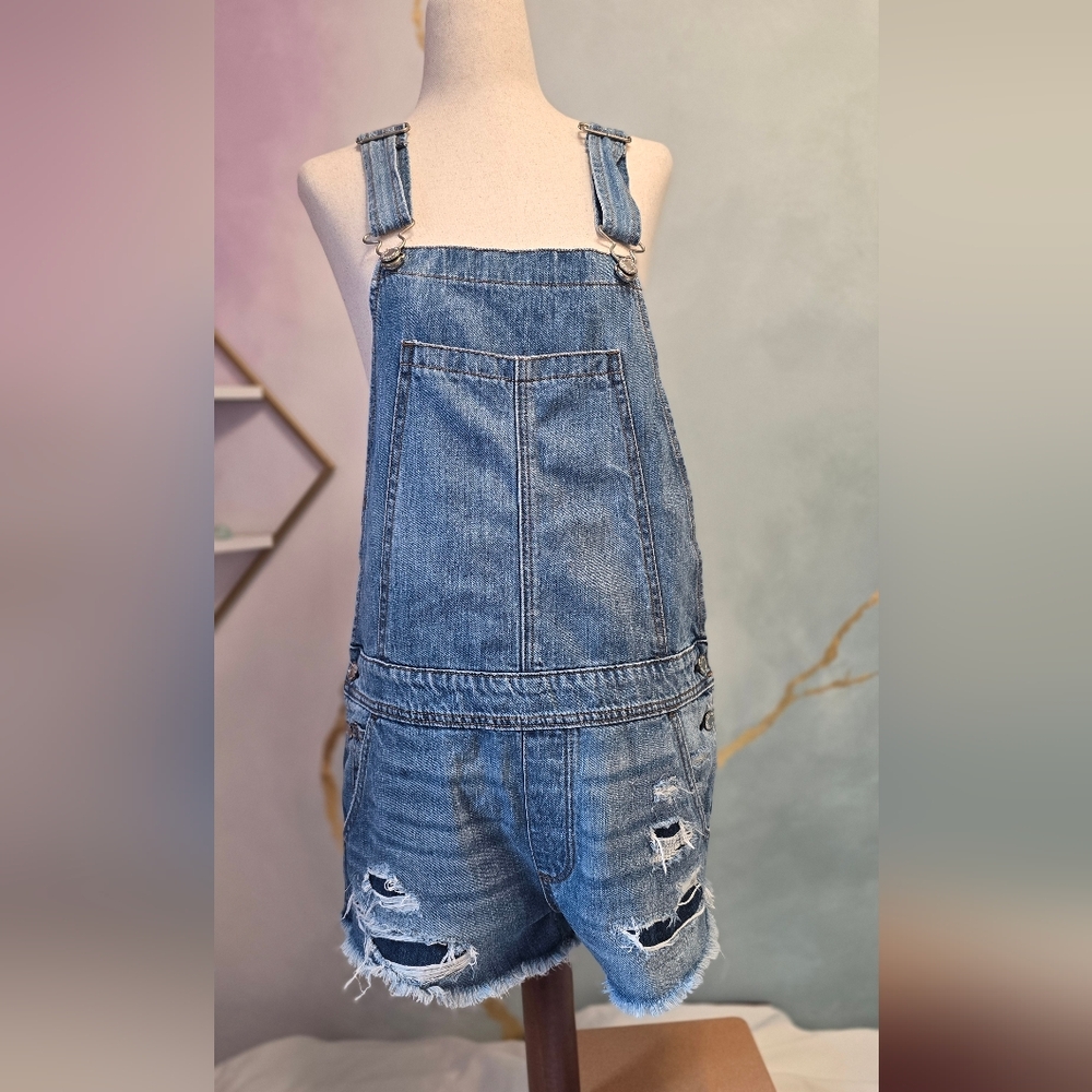 American Eagle Denim Cut Off Distressed Jeans Shorts Overalls S
